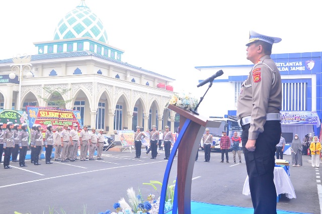 HUT Lalu Lintas ke-71, Ditlantas Polda Jambi Gelar Apel Bersama dan Coffee Morning 5 Pilar Keselamatan Lalu Lintas